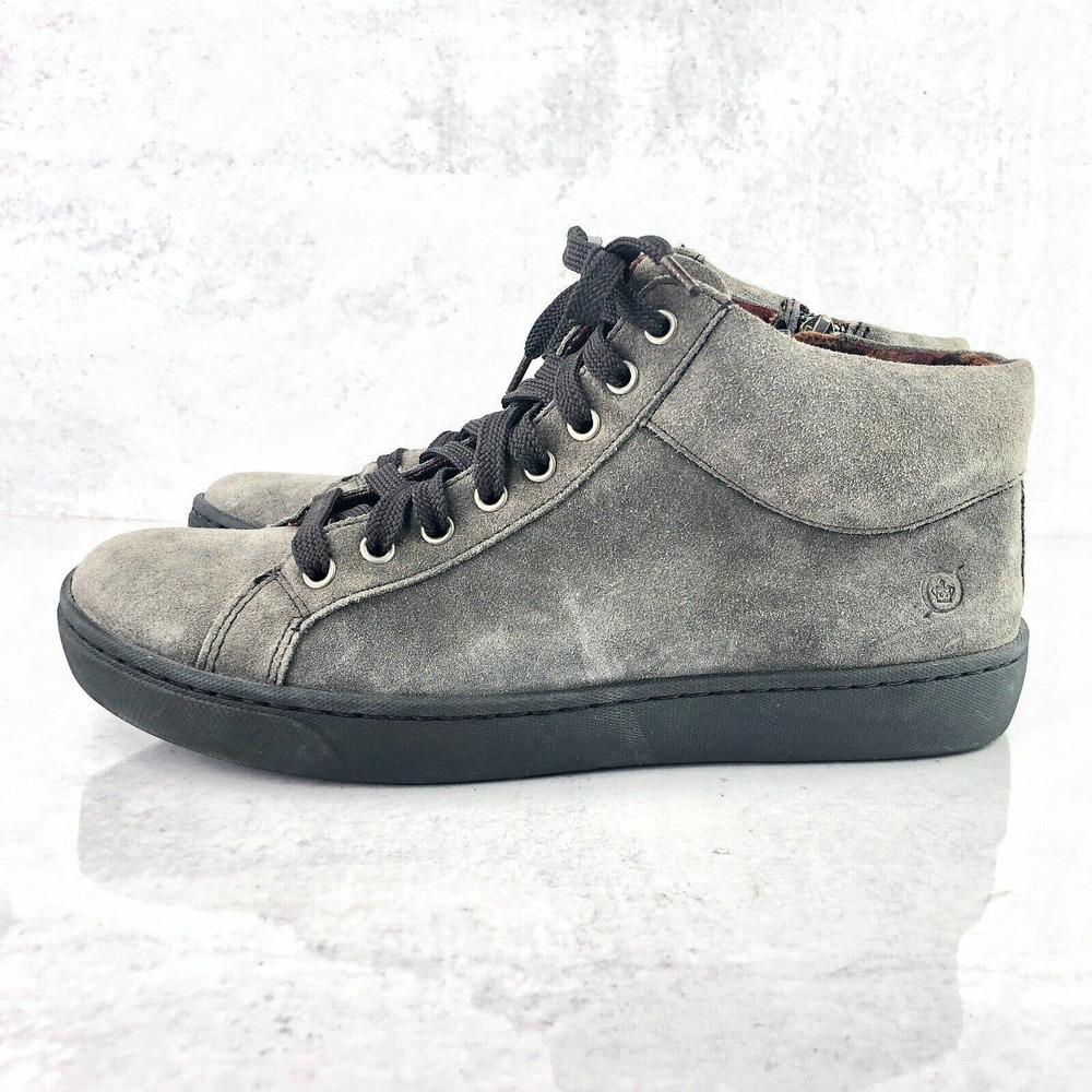 Born Swanson Women's Size 7.5 M Shoes Gray Suede Lace Up Zip Ankle Booties